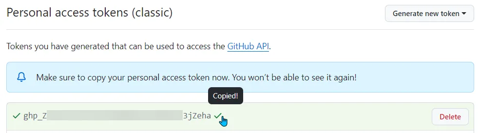 Copied Token example