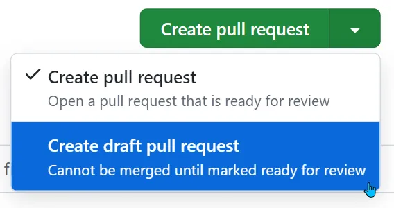 GitHub Create as a Draft Example
